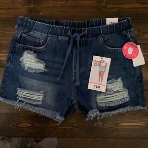 Destroyed denim shorts
